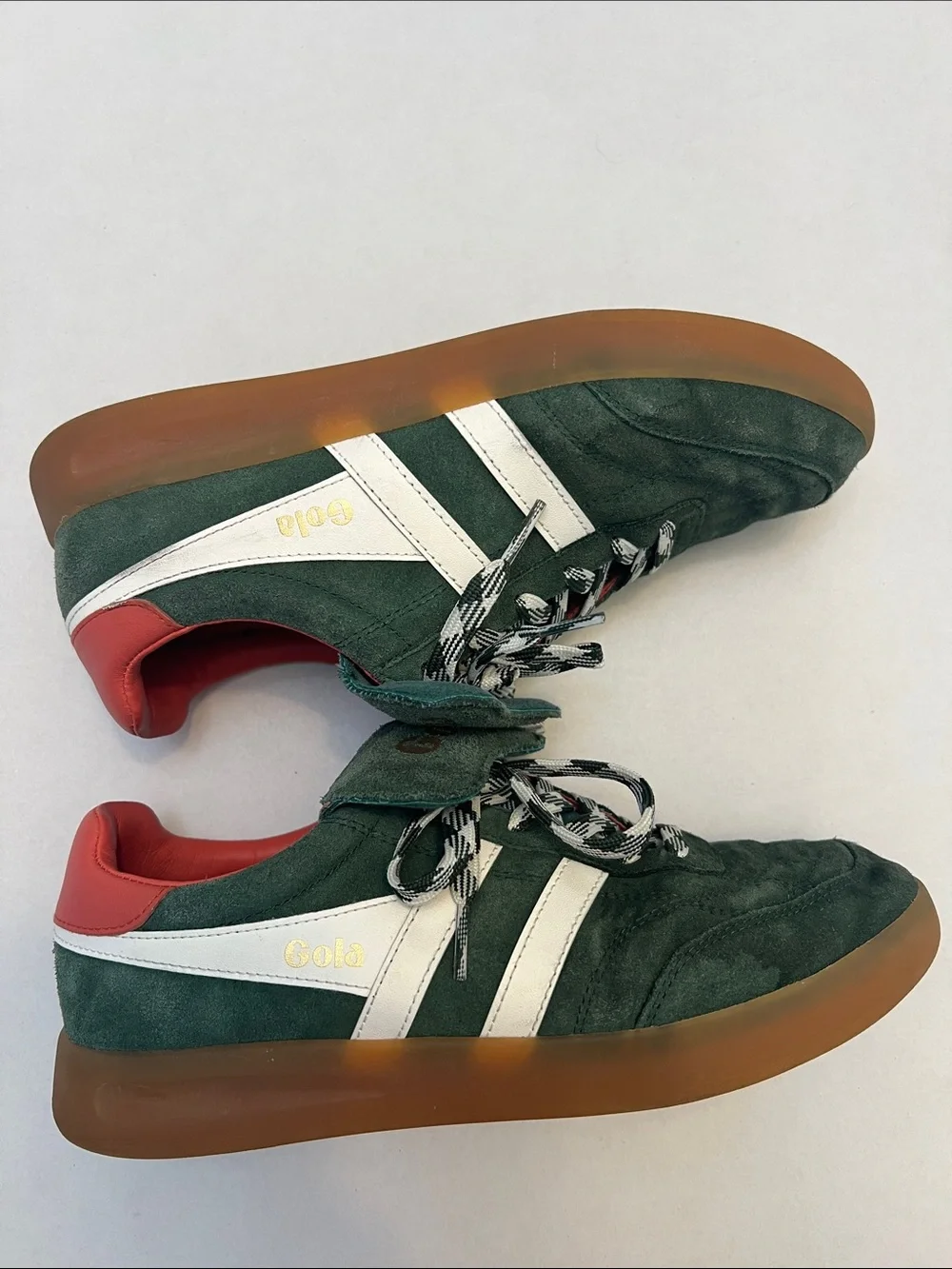 GOLA STADIA SUEDE 86 SNEAKER IN GREEN AND WHITE WOMENS SIZE 8 - Picture 11 of 12